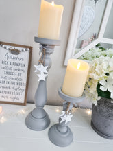 Load image into Gallery viewer, Dove Grey Candlestick With White Stars