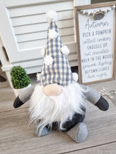 Load image into Gallery viewer, Grey Gingham Gonk Doorstop