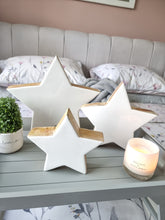 Load image into Gallery viewer, White Natural Wood Enamel Stars Set Of 3
