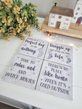 Load image into Gallery viewer, Snuggle Up Grey Slate Winter Coasters - 4 Designs