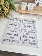 Load image into Gallery viewer, Snuggle Up Grey Slate Winter Coasters - 4 Designs