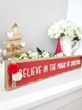 Load image into Gallery viewer, Believe In... Red Festive Pom Pom Christmas Block