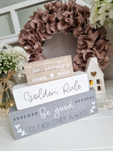Load image into Gallery viewer, Our Family Triple Wooden Block Sign