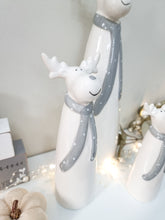 Load image into Gallery viewer, Grey & White Tall Ceramic Reindeer Figure
