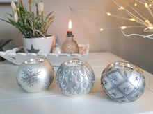Load image into Gallery viewer, Silver Glass Bauble T-light Candle Holder
