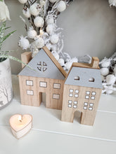 Load image into Gallery viewer, Grey Roof Wooden House Figure Set 2