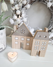 Load image into Gallery viewer, Taupe Roof Wooden House Figure Set 2