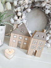 Load image into Gallery viewer, Taupe Roof Wooden House Figure Set 2