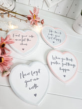 Load image into Gallery viewer, Positive Pink, White & Grey Heart Coasters - Set 4