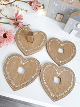 Load image into Gallery viewer, Family Wooden Heart Coasters With Stand