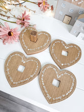 Load image into Gallery viewer, Family Wooden Heart Coasters With Stand