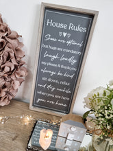 Load image into Gallery viewer, Happy House Rules Framed Wall Plaque