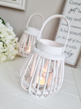 Load image into Gallery viewer, White Rattan Lantern Style Candle Holder