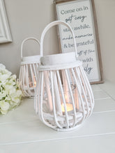 Load image into Gallery viewer, White Rattan Lantern Style Candle Holder