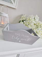 Load image into Gallery viewer, Grey Tidy House Tidy Mind Storage Crate