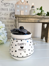 Load image into Gallery viewer, Happy Always Black Polka Dot Canister
