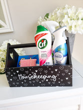 Load image into Gallery viewer, Black & White Heart Housekeeping Caddy
