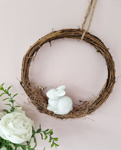 Load image into Gallery viewer, Rustic Nesting Bunny Wreath