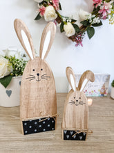 Load image into Gallery viewer, Heart/Polka Dot Wooden Bunny In Black Or White