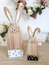 Load image into Gallery viewer, Heart/Polka Dot Wooden Bunny In Black Or White
