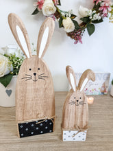 Load image into Gallery viewer, Heart/Polka Dot Wooden Bunny In Black Or White
