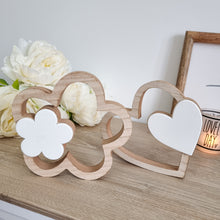 Load image into Gallery viewer, White Wooden Heart/Flower Decoration