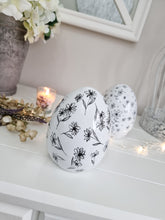 Load image into Gallery viewer, White & Black Floral Egg Decoration