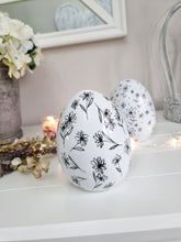 Load image into Gallery viewer, White & Black Floral Egg Decoration