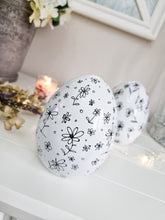Load image into Gallery viewer, White & Black Floral Egg Decoration