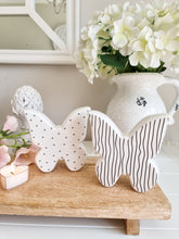 Load image into Gallery viewer, White Ceramic Butterfly With Black Polka Dots OR Stripes