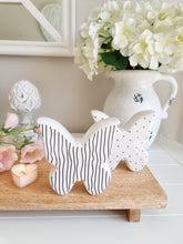 Load image into Gallery viewer, White Ceramic Butterfly With Black Polka Dots OR Stripes