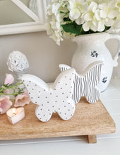Load image into Gallery viewer, White Ceramic Butterfly With Black Polka Dots OR Stripes