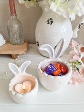 Load image into Gallery viewer, Grey & White Rabbit Ears Egg Cup/Pot