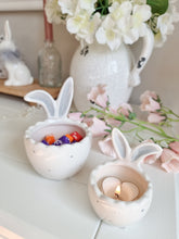 Load image into Gallery viewer, Grey & White Rabbit Ears Egg Cup/Pot