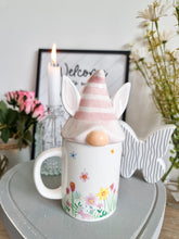 Load image into Gallery viewer, Spring Floral Bunny Mug With Gnome Lid