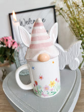 Load image into Gallery viewer, Spring Floral Bunny Mug With Gnome Lid
