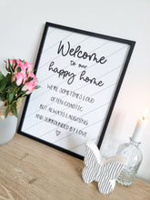 Load image into Gallery viewer, Welcome To Our Happy Home Black Framed Plaque