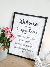 Load image into Gallery viewer, Welcome To Our Happy Home Black Framed Plaque