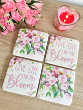 Load image into Gallery viewer, Pink Floral Live Life In Full Bloom Coasters