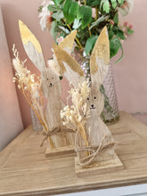 Load image into Gallery viewer, Natural Dried Flower Wooden Bunny Figure