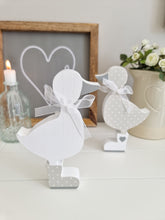 Load image into Gallery viewer, Ditsy Grey & White Freestanding Duck Block