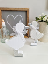 Load image into Gallery viewer, Ditsy Grey & White Freestanding Duck Block