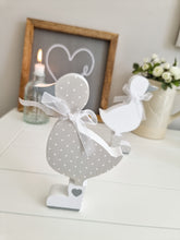 Load image into Gallery viewer, Ditsy Grey & White Freestanding Duck Block