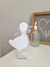 Load image into Gallery viewer, Ditsy Grey & White Freestanding Duck Block