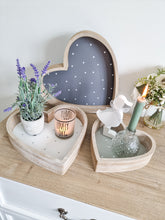 Load image into Gallery viewer, White Wash Wooden Polka Dot Heart Trays