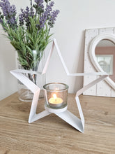 Load image into Gallery viewer, White Metal Star Shaped Candle Holder