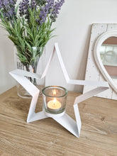 Load image into Gallery viewer, White Metal Star Shaped Candle Holder