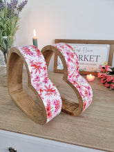 Load image into Gallery viewer, Pink Floral Mango Wood Sleeping Heart