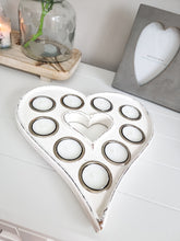 Load image into Gallery viewer, White Heart Shaped Multiple T-Light Candle Holder