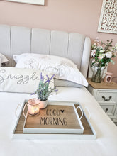 Load image into Gallery viewer, White Metal Morning Tray With Black Heart